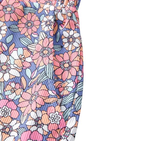 Sky Blue Floral Print Spaghetti Straps Tank Top and Shorts Set New S, L, XL - Picture 7 of 13